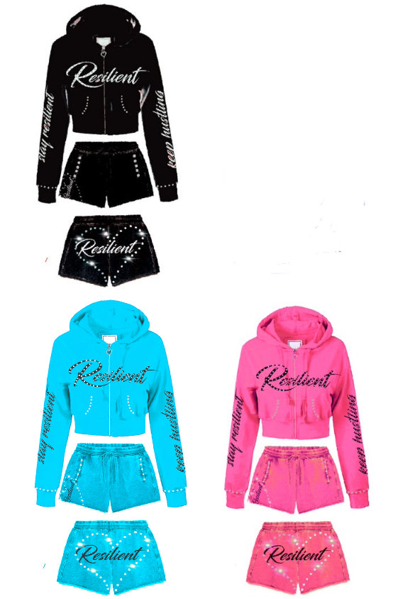 Resilient Hustle Heart Women's Shorts Sets